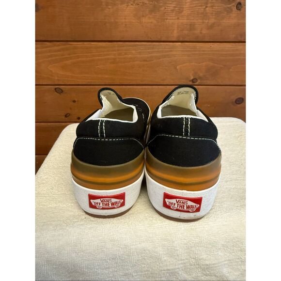 Vans Unisex Slip-On Stacked black, white, gum platform shoe Mens Sz 9 NWOB - Picture 3 of 8